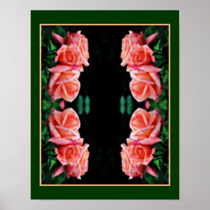 Affiche Rose de pêche miroir trio art floral Abstrait