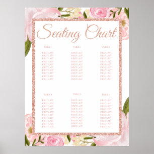 Affiche Rose de pivoine rose Baby shower d'or carte de siè