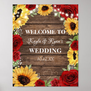 Affiche Rose de tournesol rustique Arrière - plan Mariage