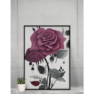 Affiche Rose d'encre minimaliste Abstrait