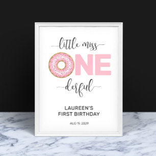 Affiche Rose Douce Petite Mademoiselle 1er Anniversaire