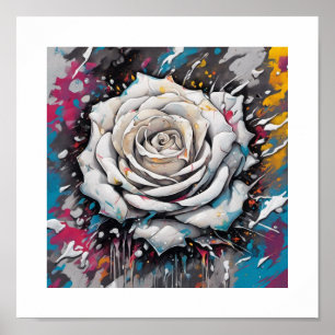 Affiche Rose du Chaos blanc