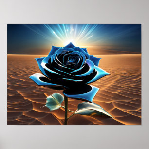 Affiche Rose du désert de métal bleu