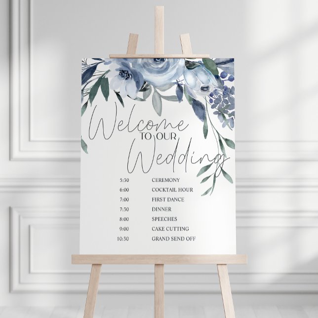 Affiche Rose Dusty Fleurs Mariage Horaire (Créateur téléchargé)