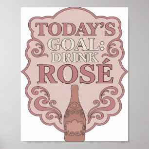 Affiche Rose Élégante DESIGN AUDACIEUX BOIRE DU ROSÉ, OBJE