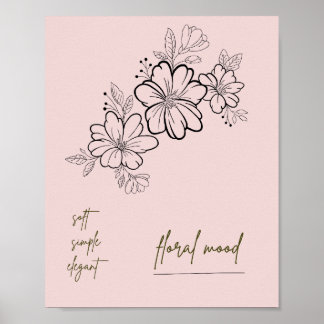 Affiche Rose Élégante Fleurie Simple Douce