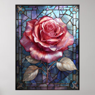 Affiche Rose en verre tendu - Gothique Floral Window Art