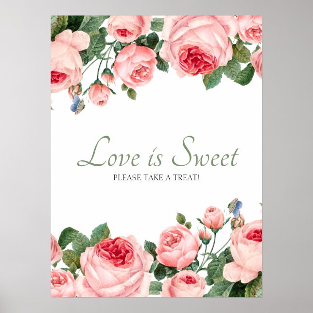 Affiche Rose Épanouie Fleur de Mariage L'Amour est doux Fa (Devant)