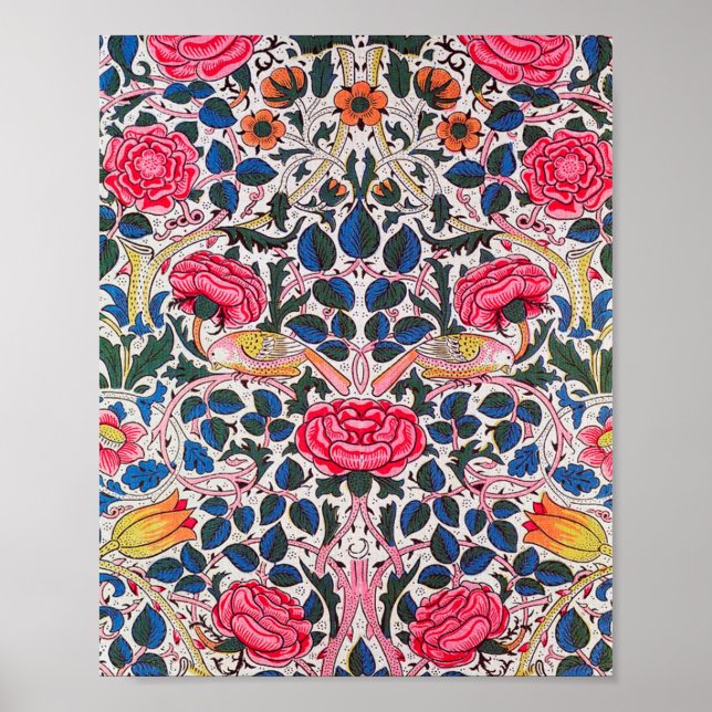 Affiche Rose et Bird, William Morris (Devant)