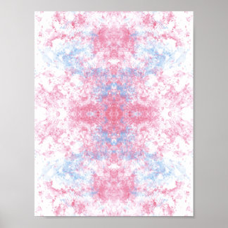 Affiche Rose et bleu pastel aquarelle abstrait de rêve