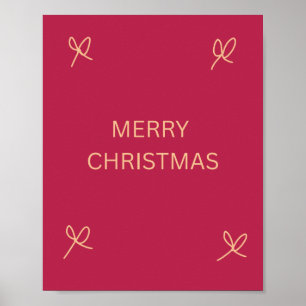 Affiche Rose et crème illustré ruban Joyeux Noël