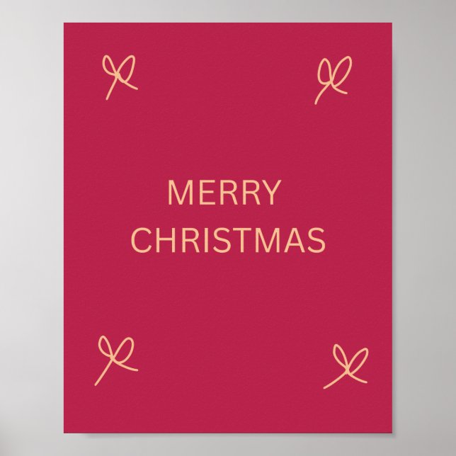 Affiche Rose et crème illustré ruban Joyeux Noël (Devant)
