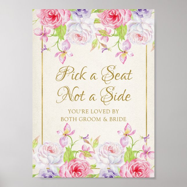 Affiche Rose et Gold Confetti Choisir un siège (Devant)