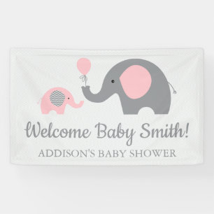 Affiche rose et grise de bannière de baby shower
