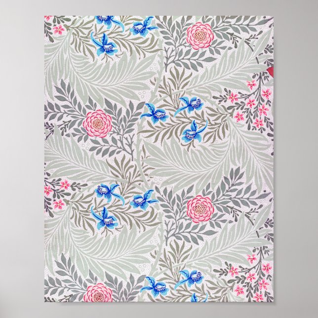 Affiche Rose et Larkspur, William Morris (Devant)