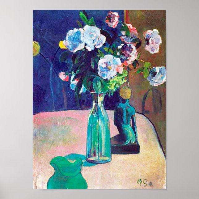 Affiche Rose et Statuette, Gauguin (Devant)