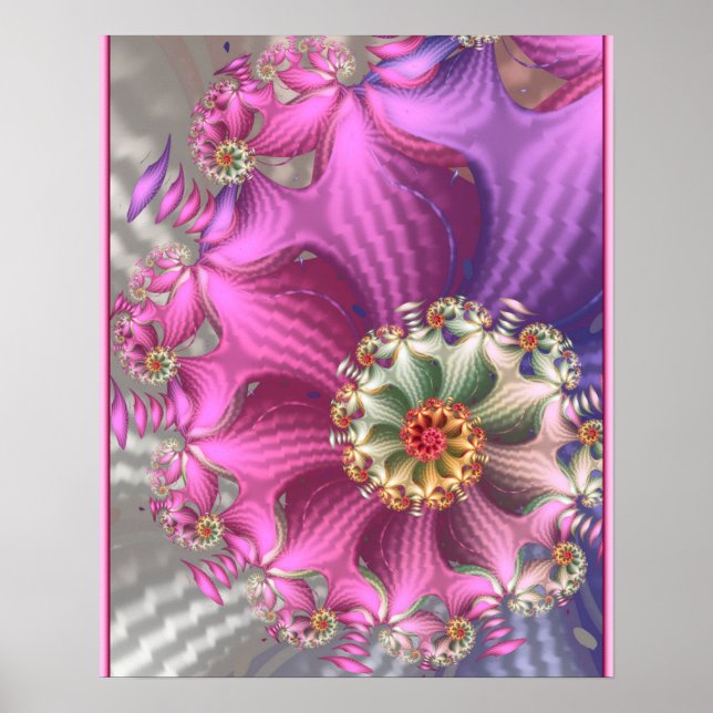 Affiche Rose et violet soyeux fractal (Devant)