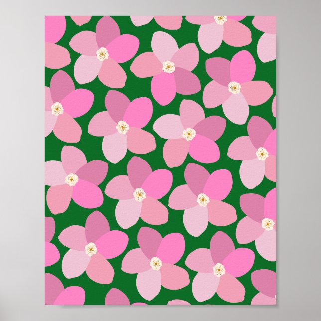 Affiche Rose Fleur Rétro Et Vert (Devant)