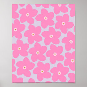 Affiche Rose Fleur Rétro Et Violet