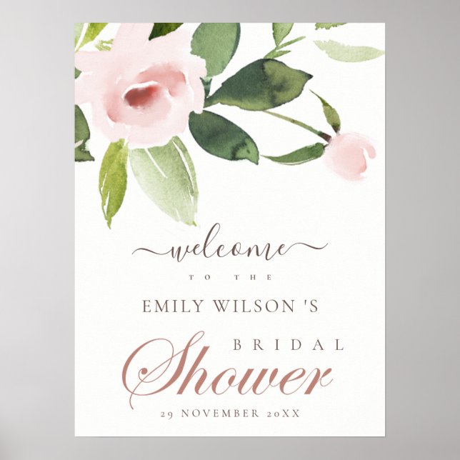 AFFICHE ROSE FLORAL DE SAISON DE MARIAGE ACCUEIL DOUX ROSE (Devant)