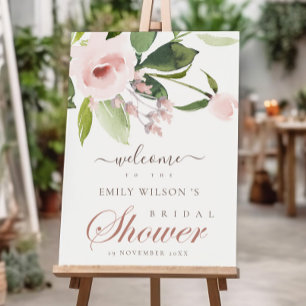 AFFICHE ROSE FLORAL DOUCE TEINTE ROSE PÂLE POUR MARIAGE AC