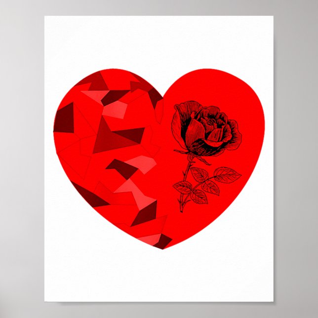 Affiche Rose Flower Valentine Red Heart  (Devant)