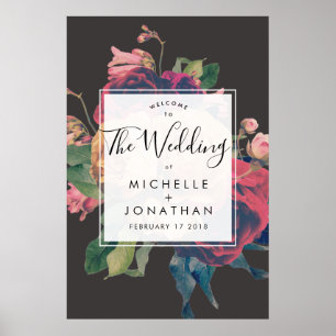 Affiche Rose foncé Botanique Mariage pied