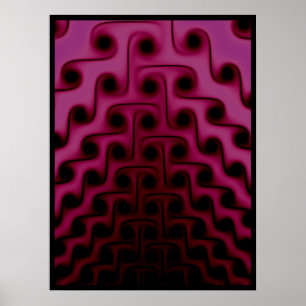 Affiche Rose foncé et motif abstrait noir