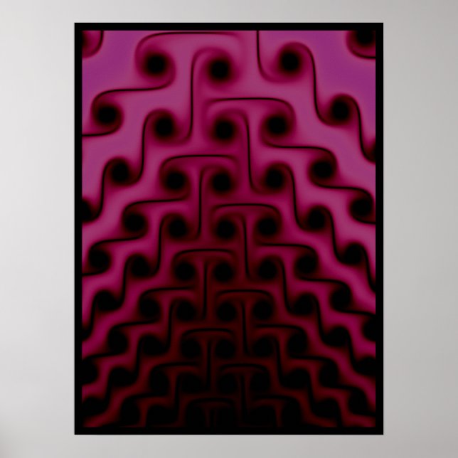Affiche Rose foncé et motif abstrait noir (Devant)