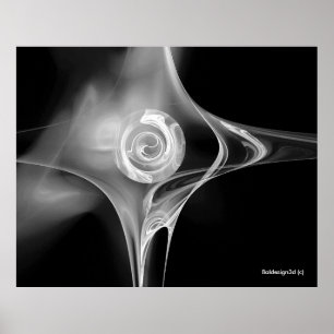 Affiche ROSE FRACTAL, noir et blanc