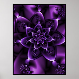 Affiche Rose fractal pourpre