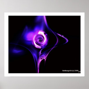 Affiche ROSE FRACTAL , rose bleu