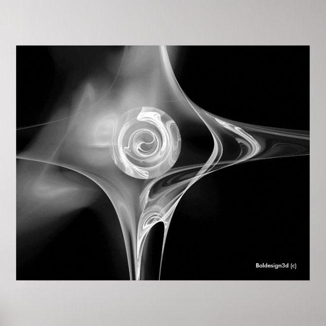 Affiche ROSE FRACTALE, noir et blanc (Devant)