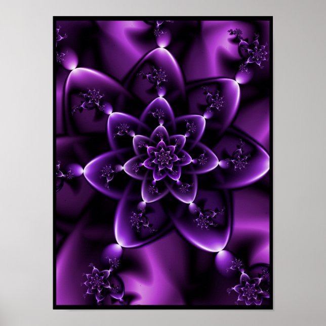 Affiche Rose fractale violette (Devant)