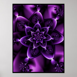 Affiche Rose fractale violette