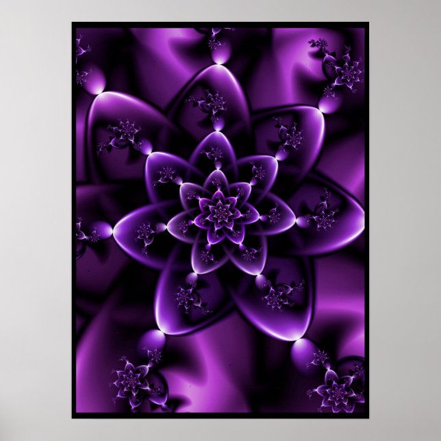 Affiche Rose fractale violette (Devant)