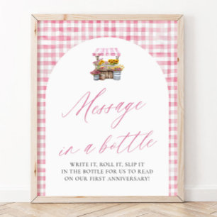 Affiche Rose Fraîche du Marché Message dans une Bouteille