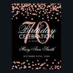 Affiche Rose Gold 70th Birthday Glitter Confetti Black<br><div class="desc">Elegant 70th Birthday Rose Gold Faux Glitter Confetti Black banner template.</div>