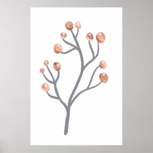 Affiche Rose Gold Berry Branch Imprimer