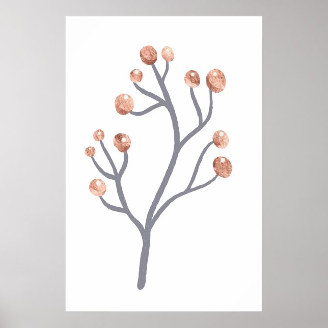 Affiche Rose Gold Berry Branch Imprimer (Devant)