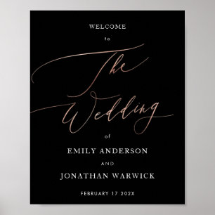 Affiche Rose Gold Black Calligraphy Modern Wedding