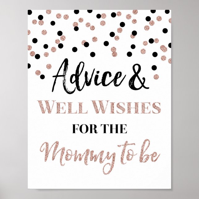 Affiche Rose Gold Black Confetti Conseils pour maman à sig (Devant)
