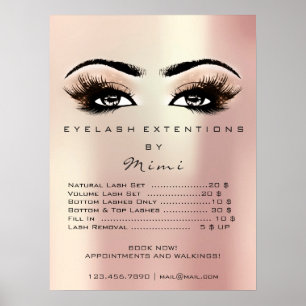 Affiche Rose Gold Blush Maquillage Eyes Lashes Prix