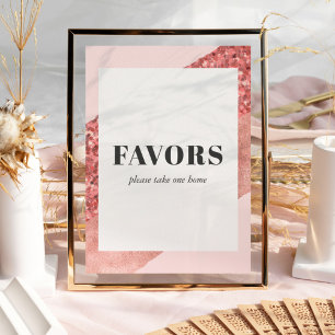Affiche Rose Gold, Blush & Sequin Fête des mariées Faveurs