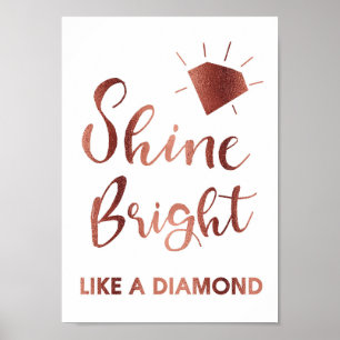 Affiche Rose Gold brillant comme une chanson diamant Lyric