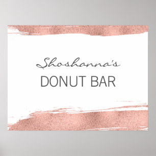 Affiche Rose Gold Brushstroke Bat mitzvah Donut Bar