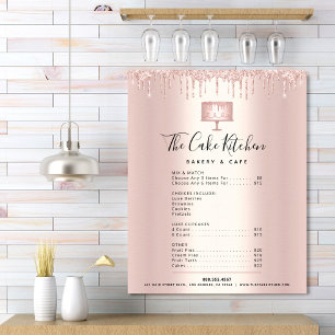 Affiche Rose Gold Cake Bakery Parties scintillant Drift Me