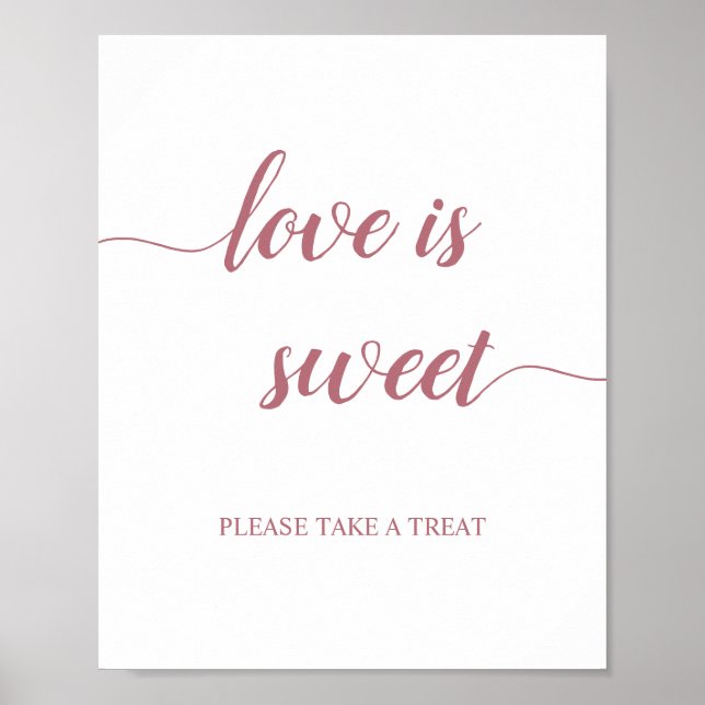 Affiche Rose Gold Calligraphie Mariage Love is Sweet Sign (Devant)