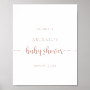 Affiche Rose Gold Calligraphy Baby shower Bienvenue
