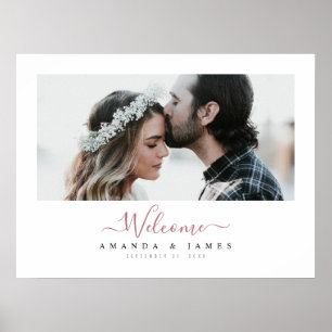 Affiche Rose Gold Chic Photo de Mariage Horizontale de Bie